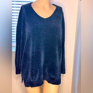 NWT Karen Scott Womens Plus Pullover V-Neck Sweater Blue 2X
